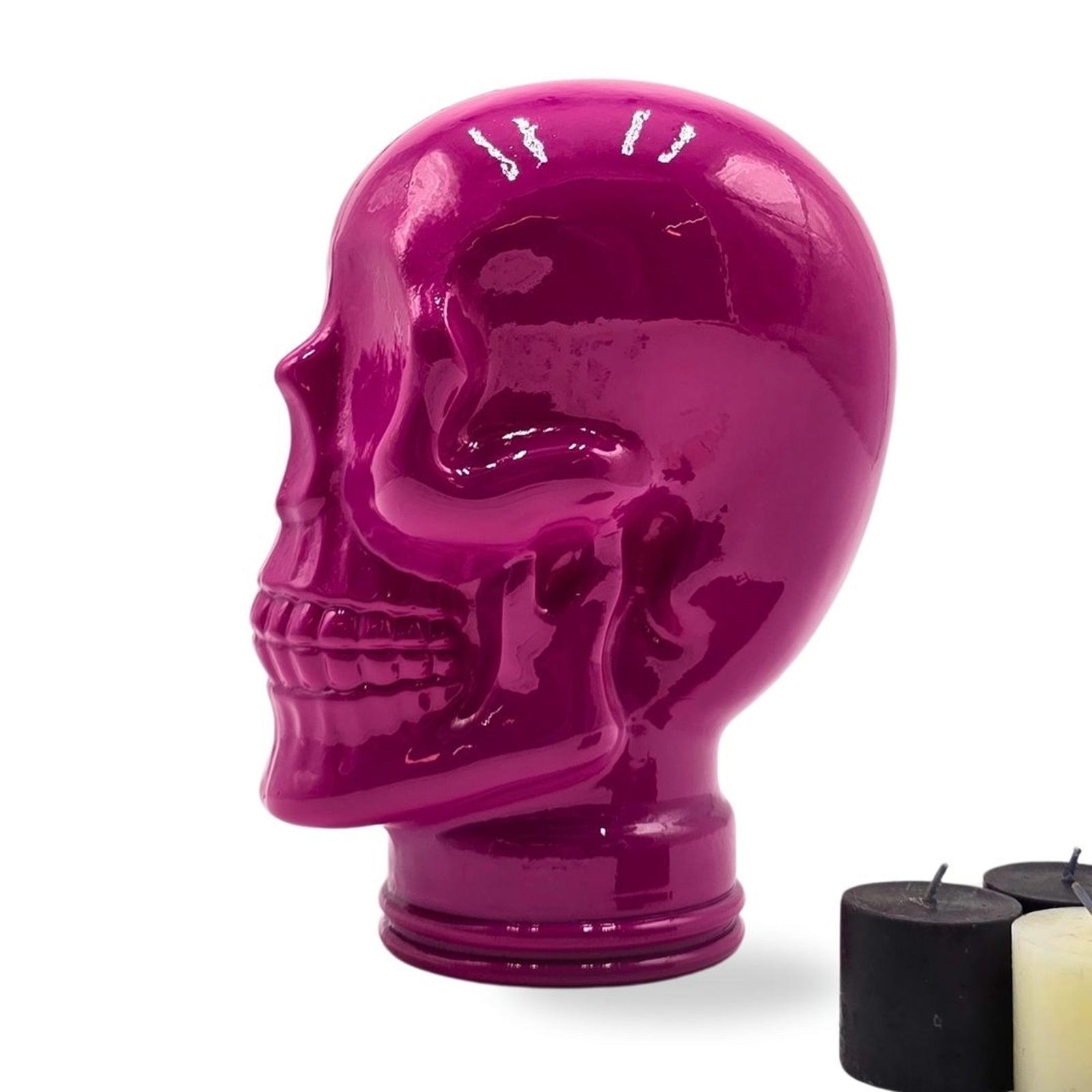 Glas KOPFHÖRERSTÄNDER TOTENKOPF| 26cm Glaskopf Skulptur