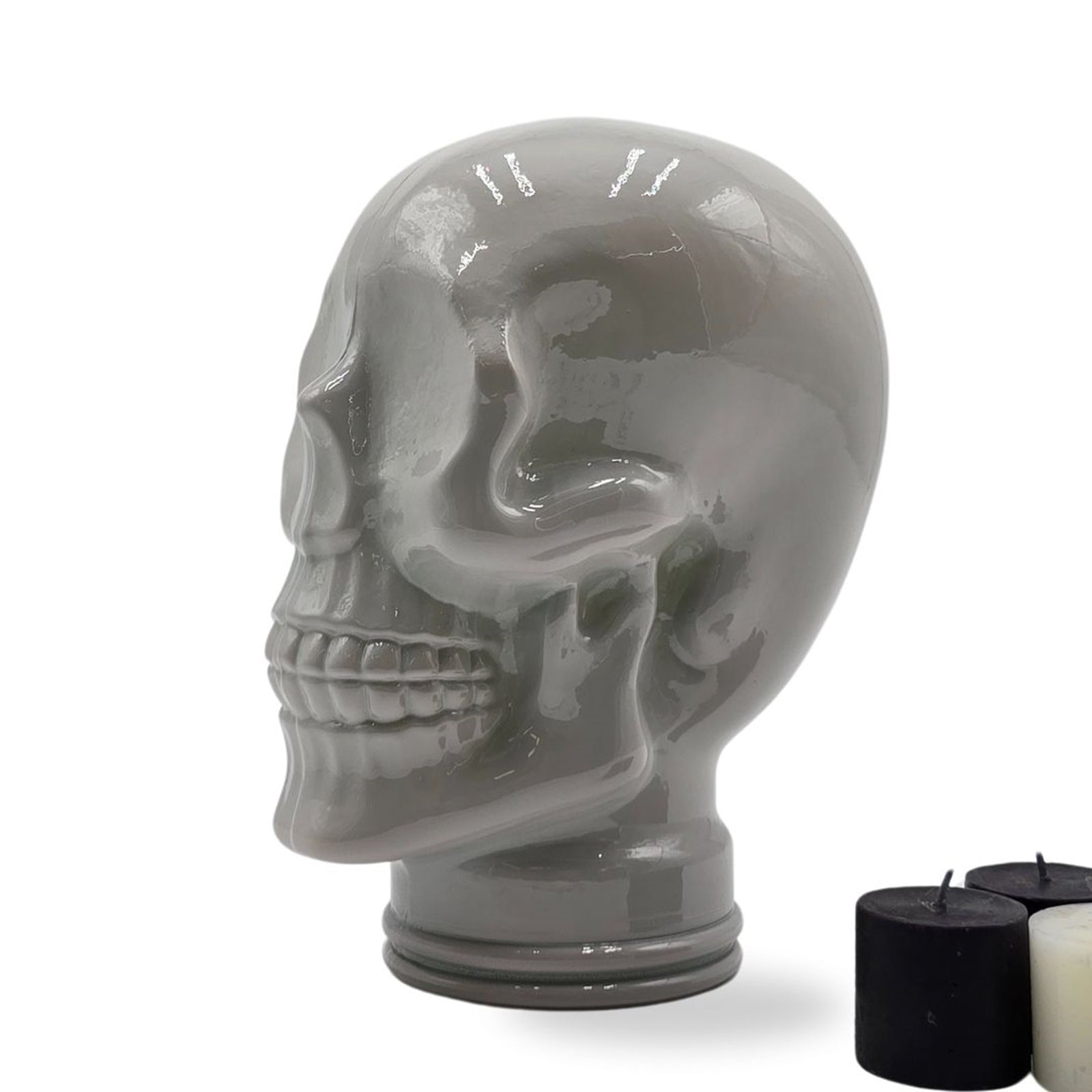 Glas KOPFHÖRERSTÄNDER TOTENKOPF| 26cm Glaskopf Skulptur