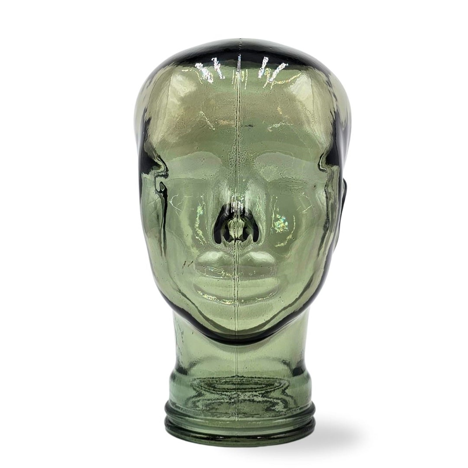 Glas KOPFHÖRERSTÄNDER MICK olivtransparent | 29cm Glaskopf Skulptur