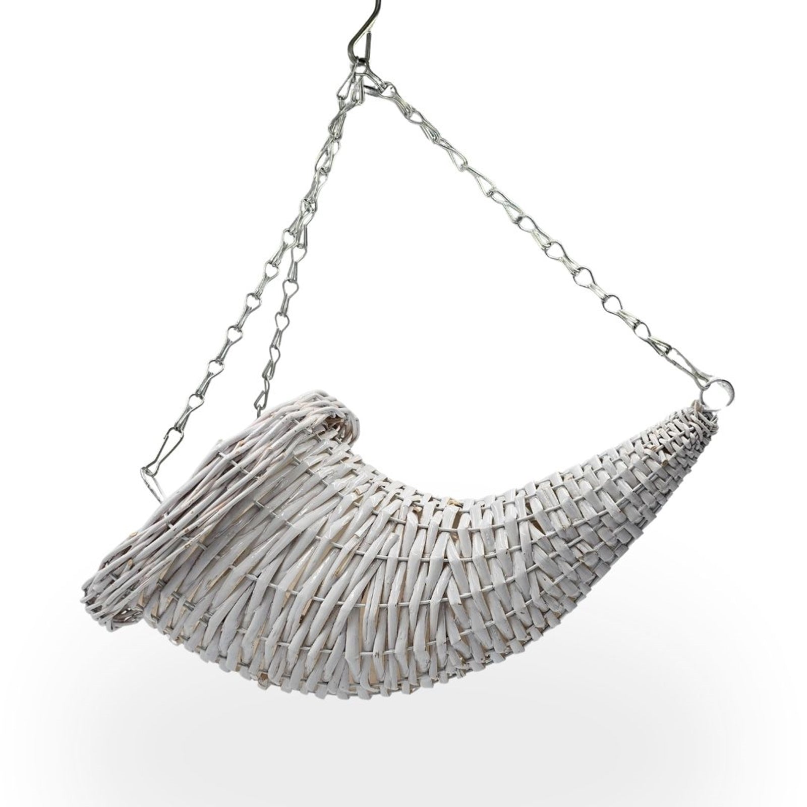 BLUMENAMPEL "FÜLLHORN" | handgefertigt Korbgeflecht | Farbe: weiß