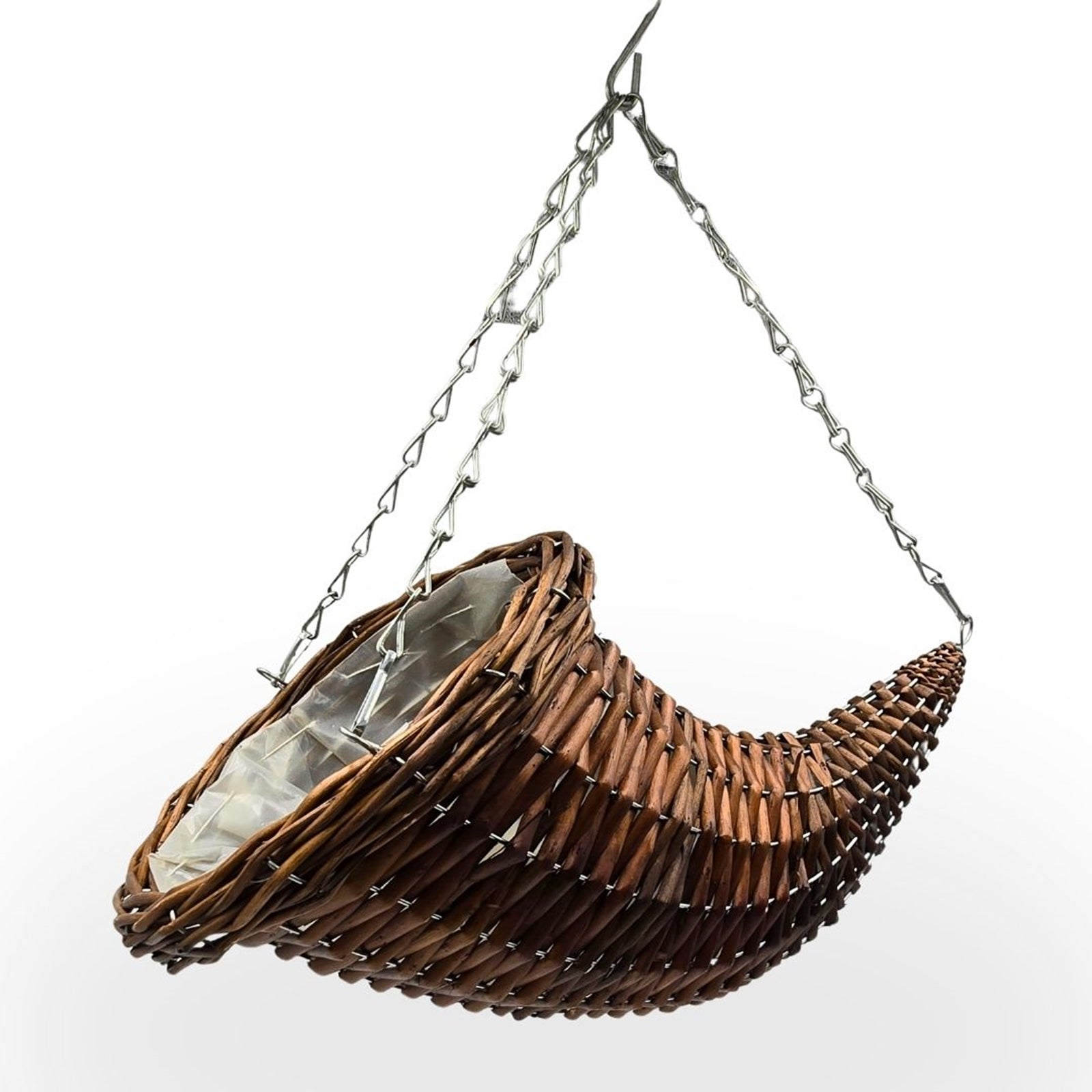 BLUMENAMPEL "FÜLLHORN" | handgefertigt Korbgeflecht | Farbe: braun