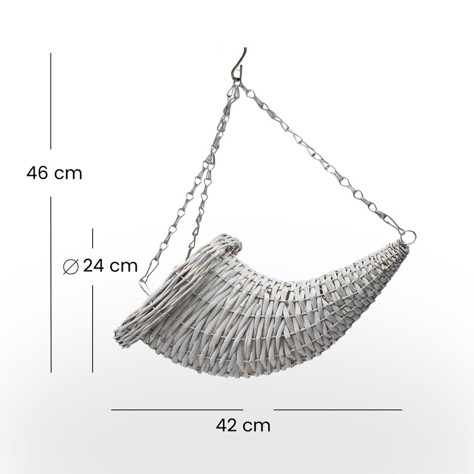 BLUMENAMPEL "FÜLLHORN" | handgefertigt Korbgeflecht | Farbe: weiß