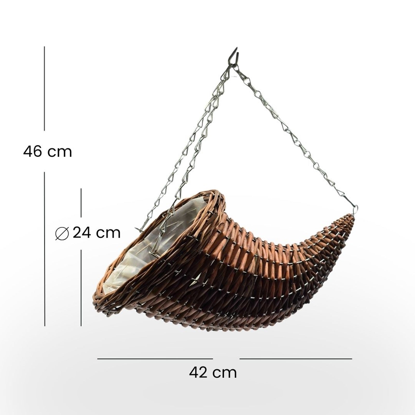 BLUMENAMPEL "FÜLLHORN" | handgefertigt Korbgeflecht | Farbe: braun