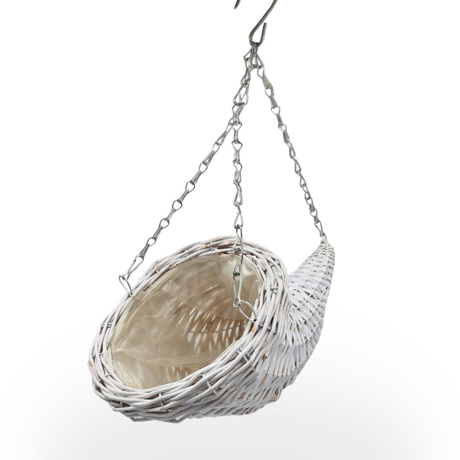 BLUMENAMPEL "FÜLLHORN" | Weide, weiß | handgefertigt Korbgeflecht