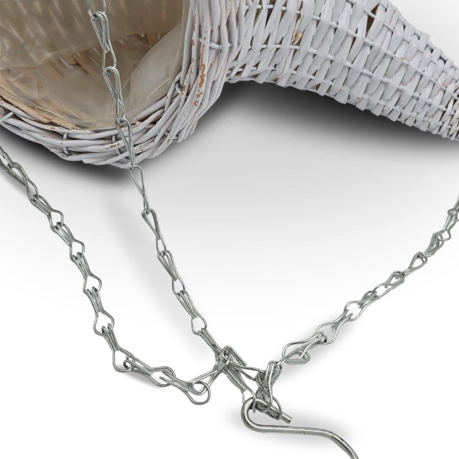 BLUMENAMPEL "FÜLLHORN" | handgefertigt Korbgeflecht | Farbe: weiß