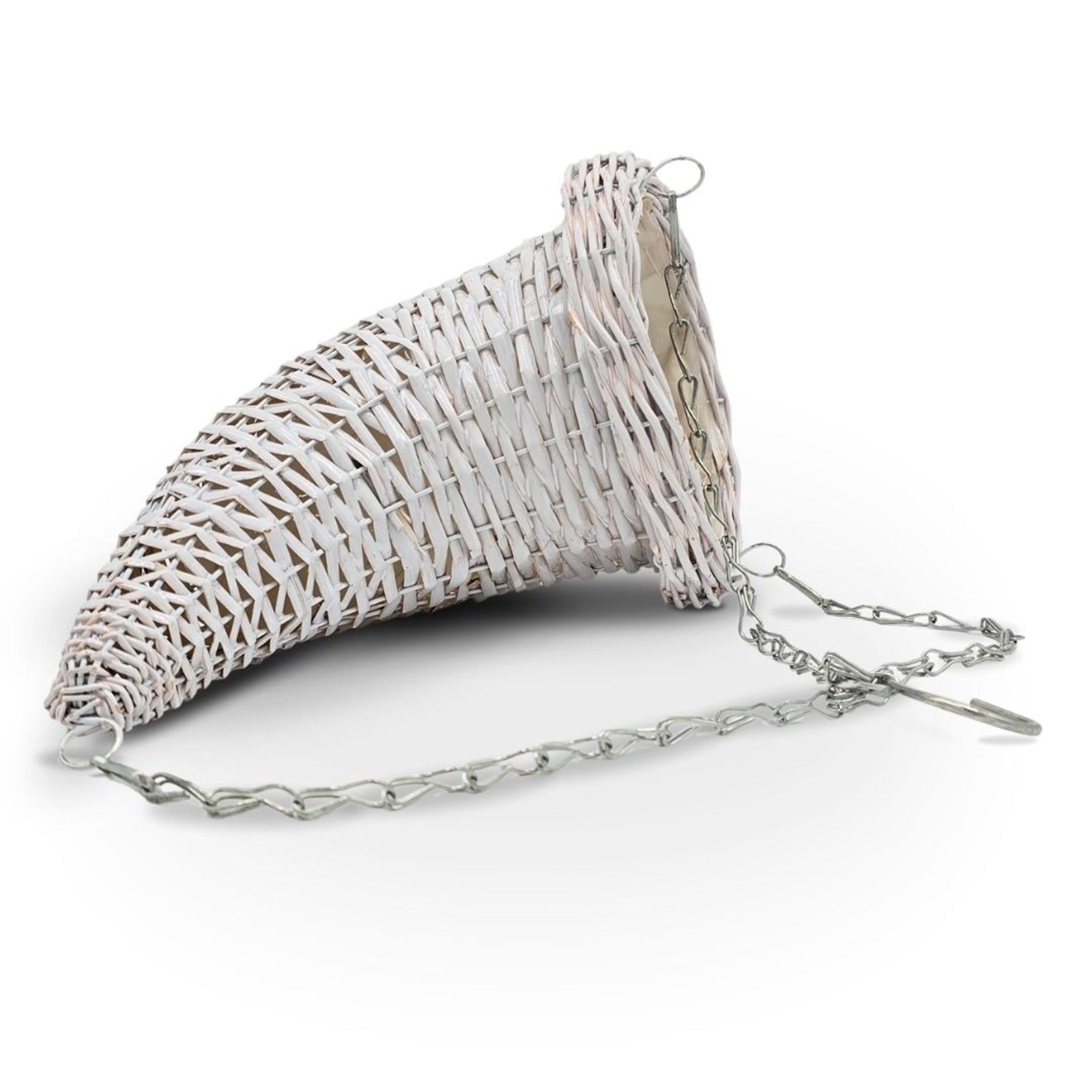 BLUMENAMPEL "FÜLLHORN" | Weide, weiß | handgefertigt Korbgeflecht