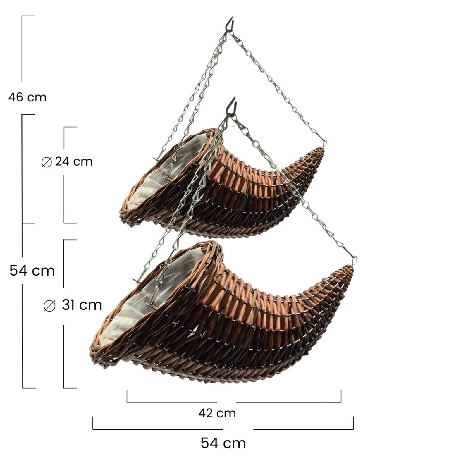 BLUMENAMPEL "FÜLLHORN" | 2er Set, Rattan | handgefertigt Korbgeflecht