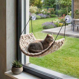 Katzen Fensterliege SUNNY | 35x29 cm Samt| Schwebende Katzenhängematte