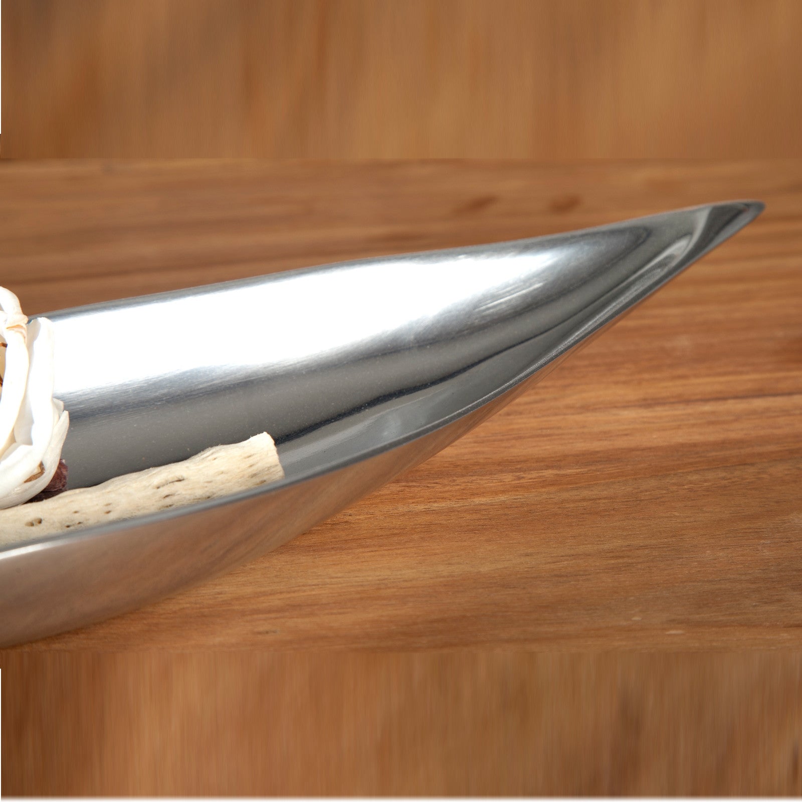 DEKO SCHALE "SHORT LEAF" | 40 cm, silber | Dekoteller