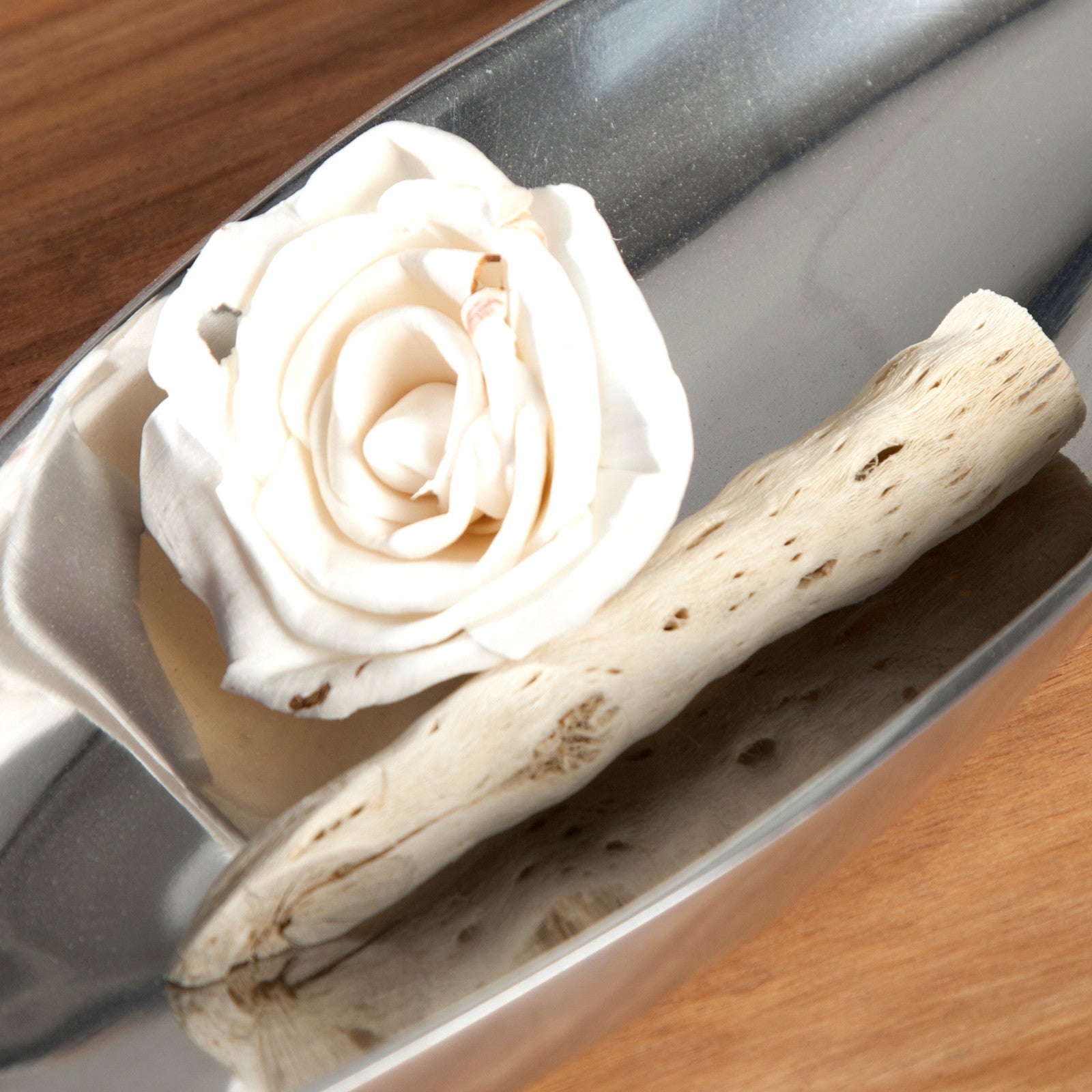 DEKO SCHALE "SHORT LEAF" | 40 cm, silber | Dekoteller