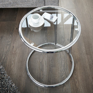 Runder Beistelltisch GALANO | Ø40cm, Glastisch, Wohnzimmertisch silber