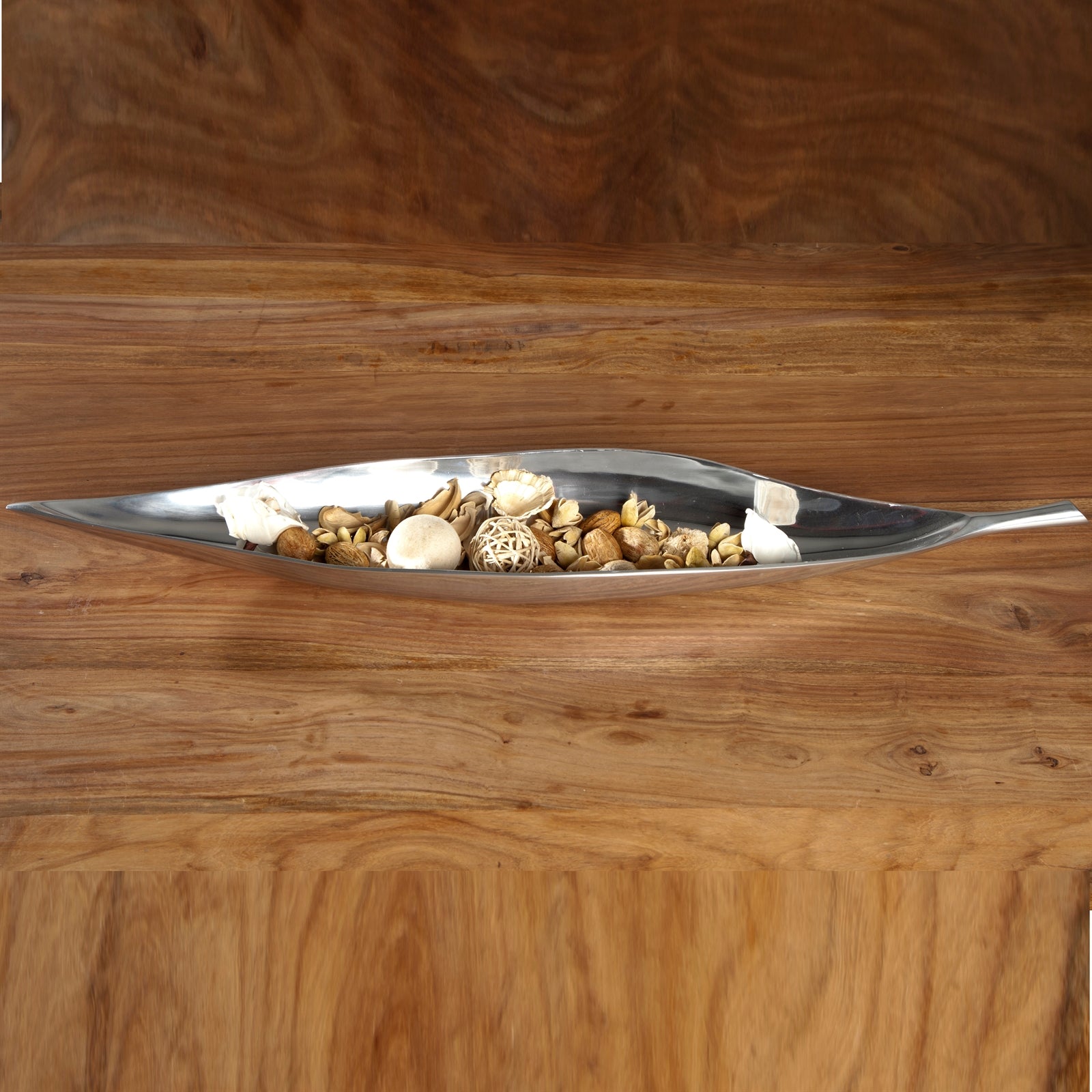 DEKO SCHALE "LONG LEAF" | 80 cm, Aluminium | Bananenblatt Schale