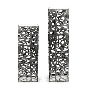 DEKO SÄULE "ENZA GRANDE" | 100 cm, antik-silber | Dekofigur aus Metall