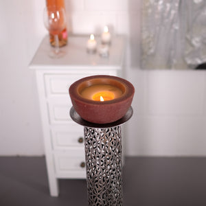 RIESEN KERZENSTÄNDER "ETERNAL" | Metall, 80 cm, antik-silber | Säule