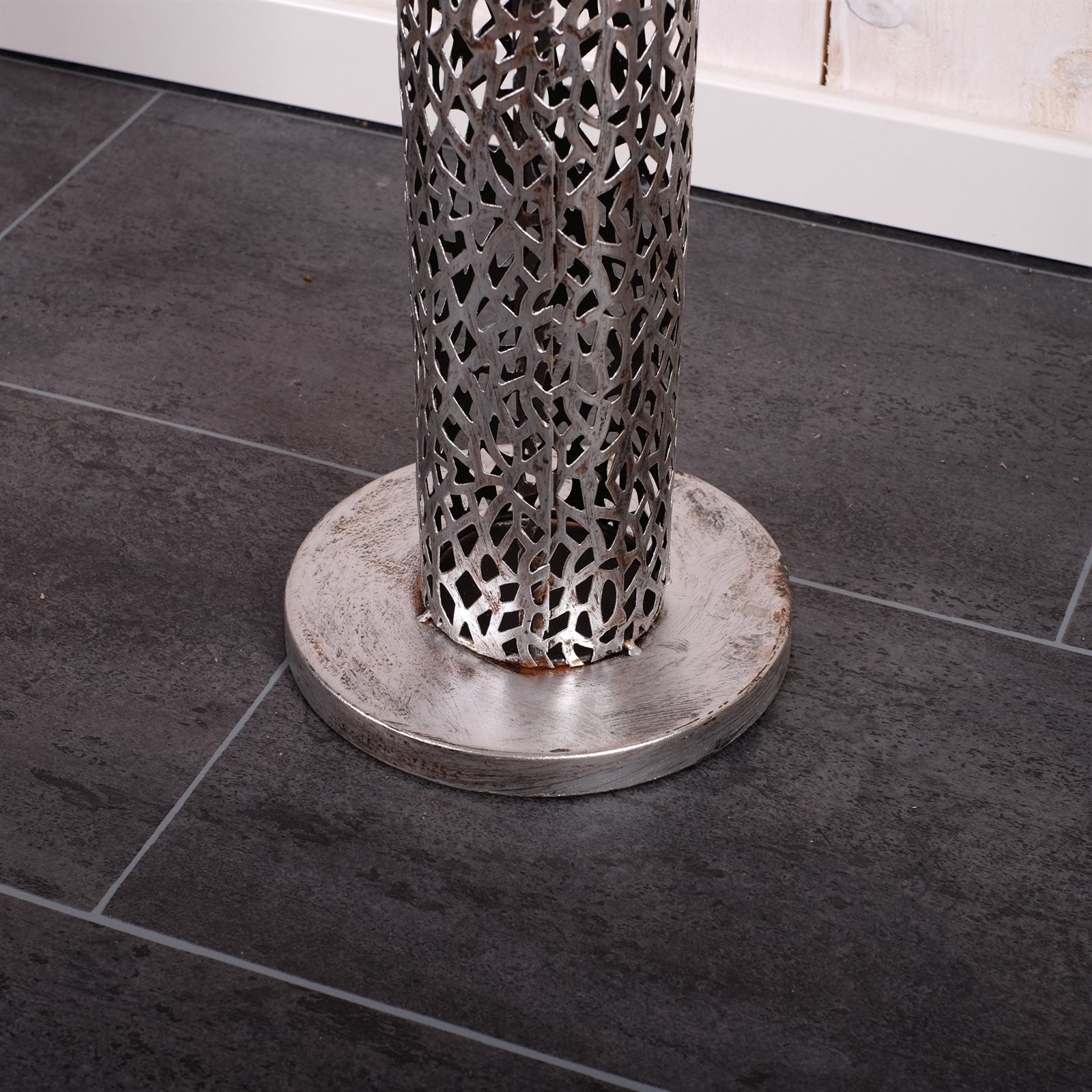 RIESEN KERZENSTÄNDER "ETERNAL" | Metall, 80 cm, antik-silber | Säule