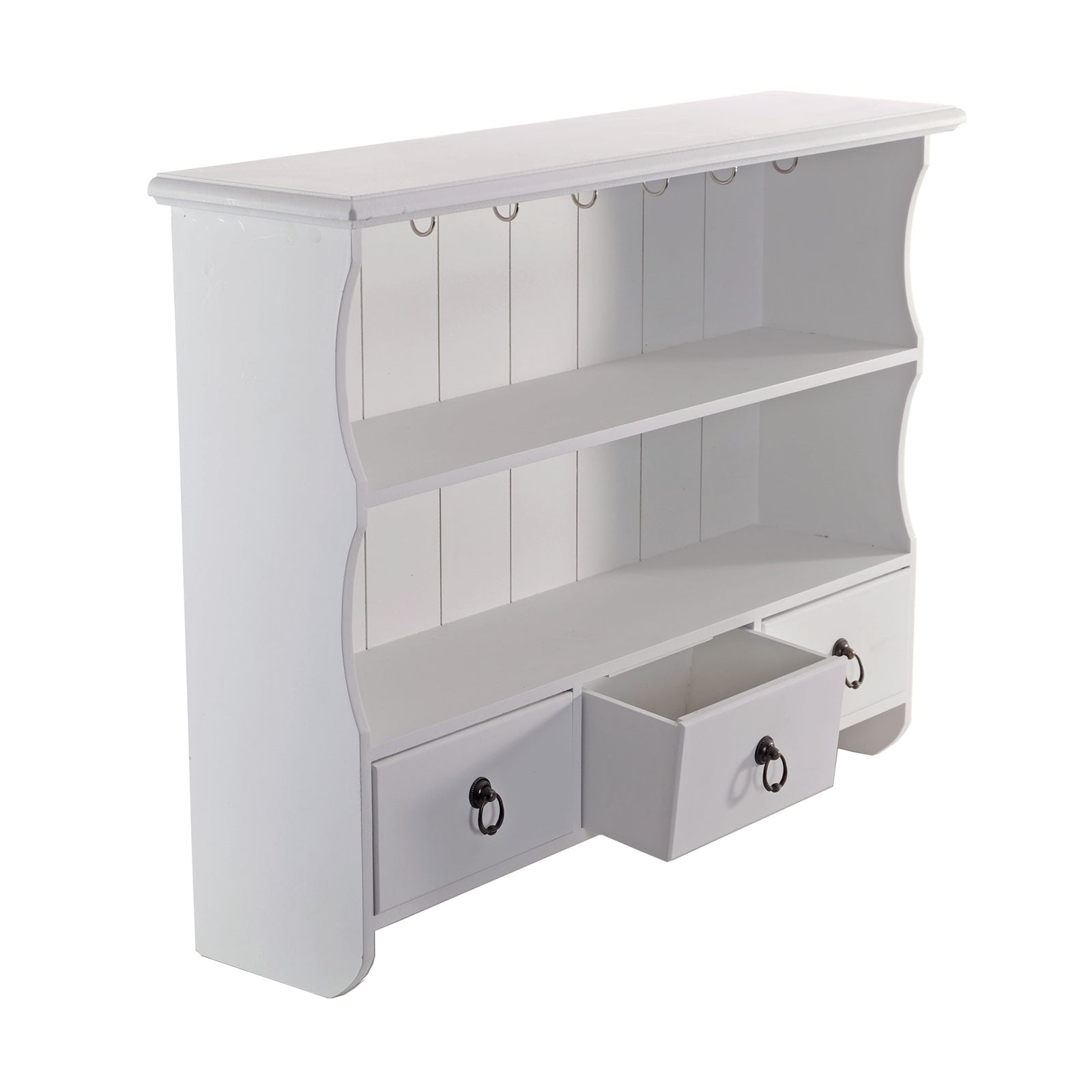 KÜCHEN WANDREGAL "FRIEDA" | weiß, mit Schubladen | Wandschrank