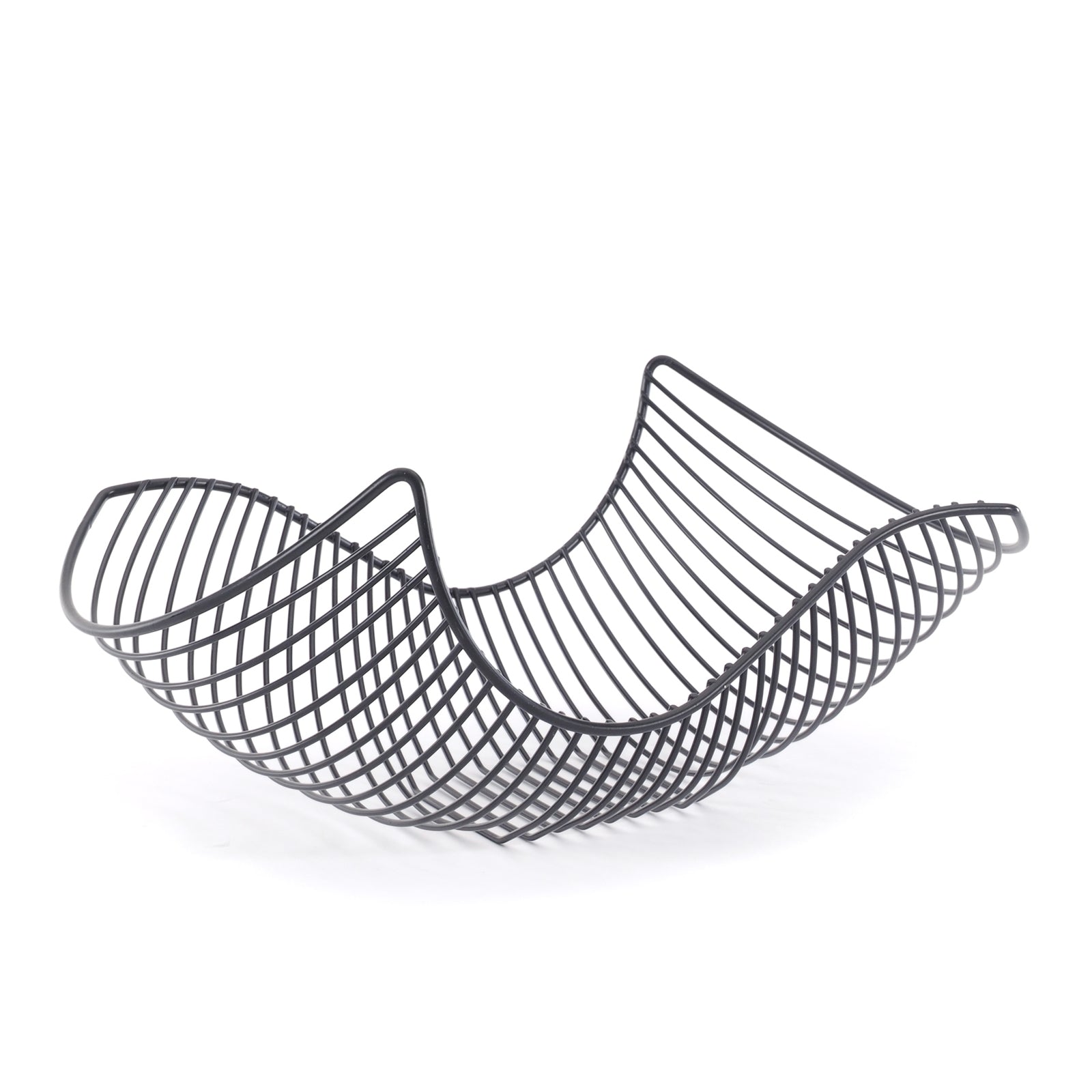 GESCHWUNGENER FRÜCHTEKORB "SALOMON" | schwarz, Metall | Brotkorb