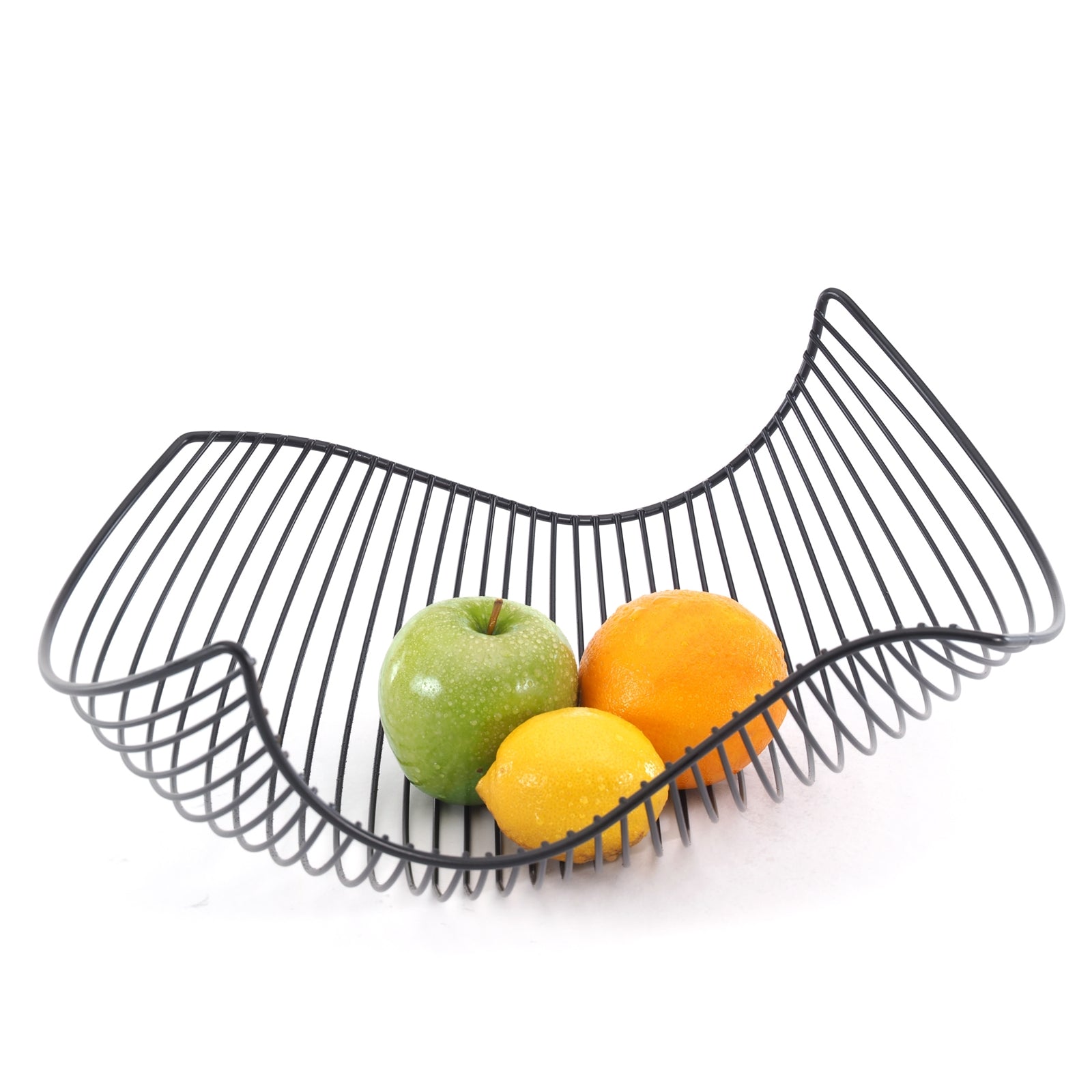 GESCHWUNGENER FRÜCHTEKORB "SALOMON" | schwarz, Metall | Brotkorb