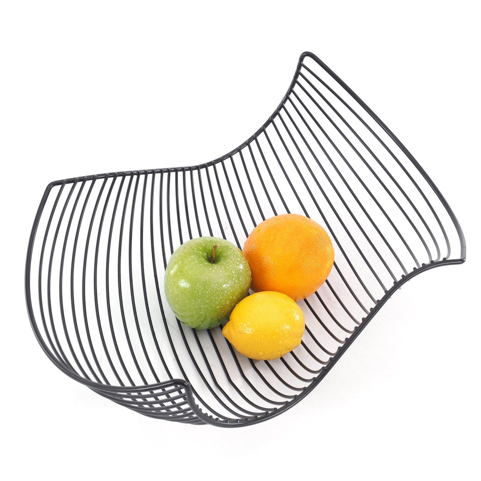 GESCHWUNGENER FRÜCHTEKORB "SALOMON" | schwarz, Metall | Brotkorb
