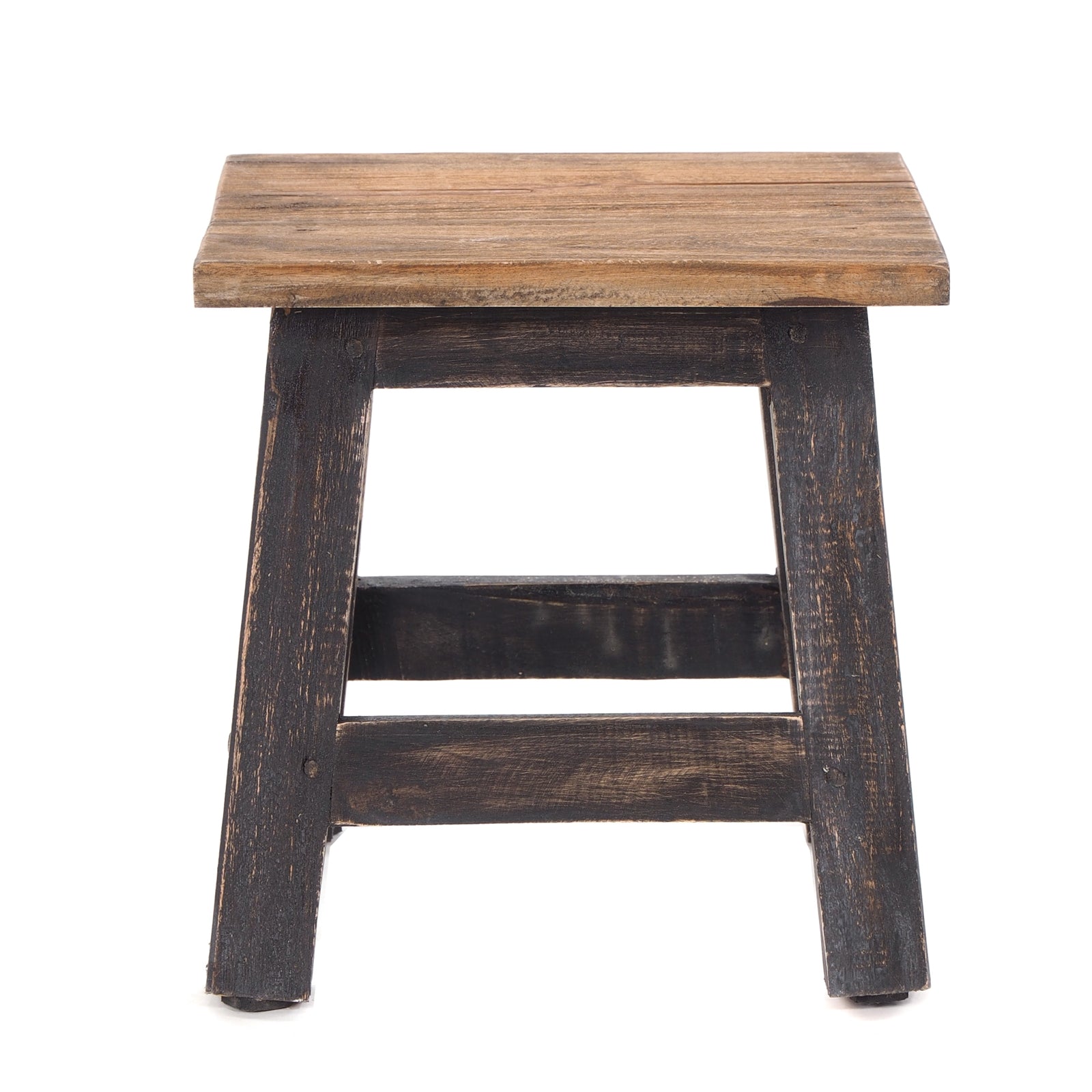 Fusshocker PALO | 27x26cm (HxB), rustikaler Holzhocker Mahagoni Hocker