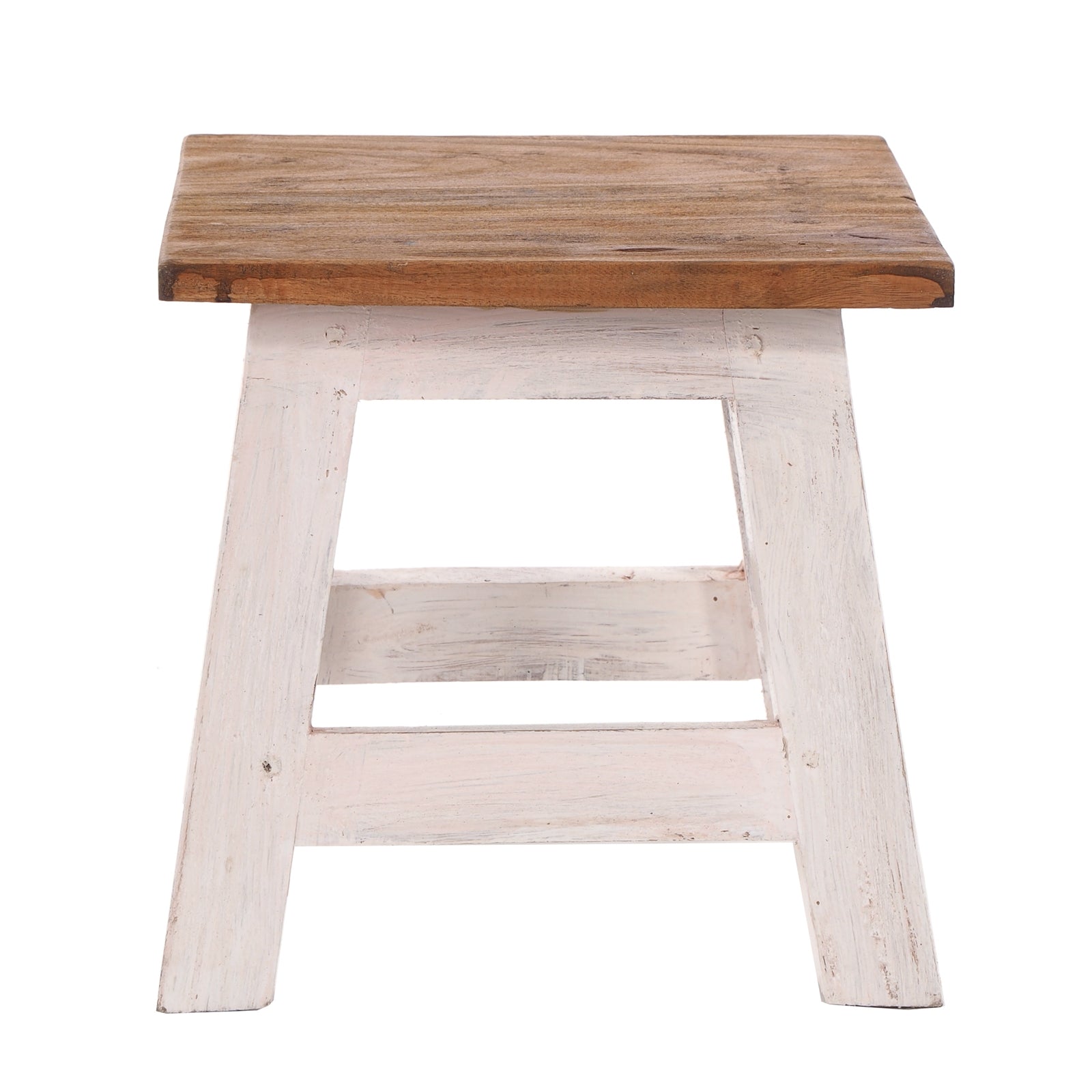 Fusshocker PALO | 27x26cm (HxB), rustikaler Holzhocker Mahagoni Hocker