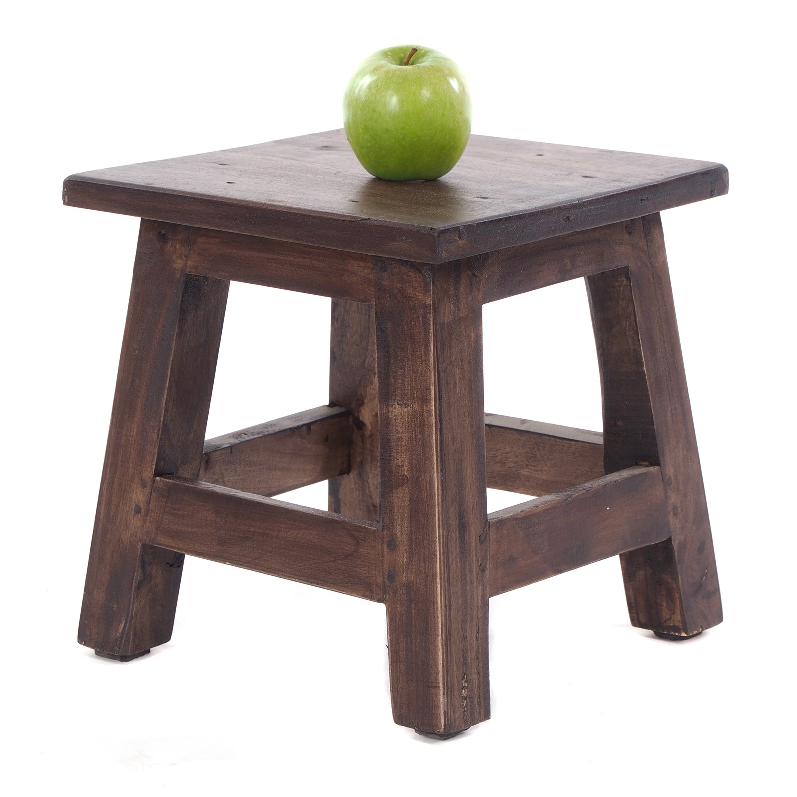 Fusshocker PALO | 27x26cm (HxB), rustikaler Holzhocker Mahagoni Hocker