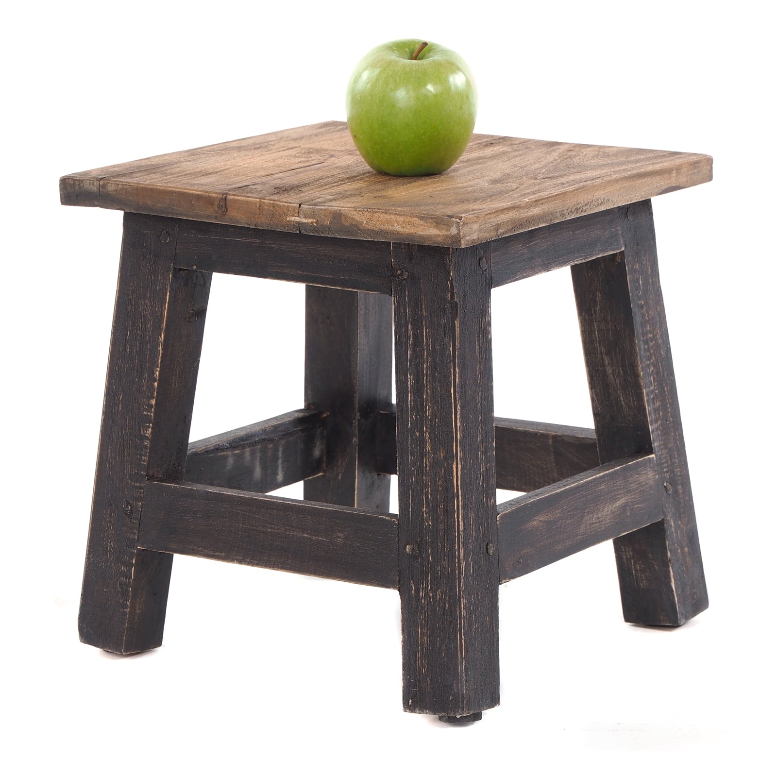 Fusshocker PALO | 27x26cm (HxB), rustikaler Holzhocker Mahagoni Hocker