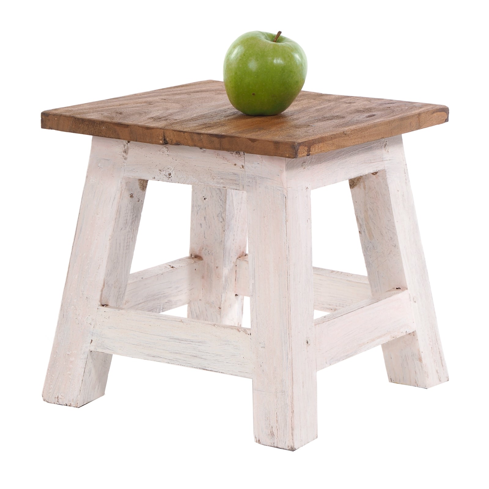 Fusshocker PALO | 27x26cm (HxB), rustikaler Holzhocker Mahagoni Hocker