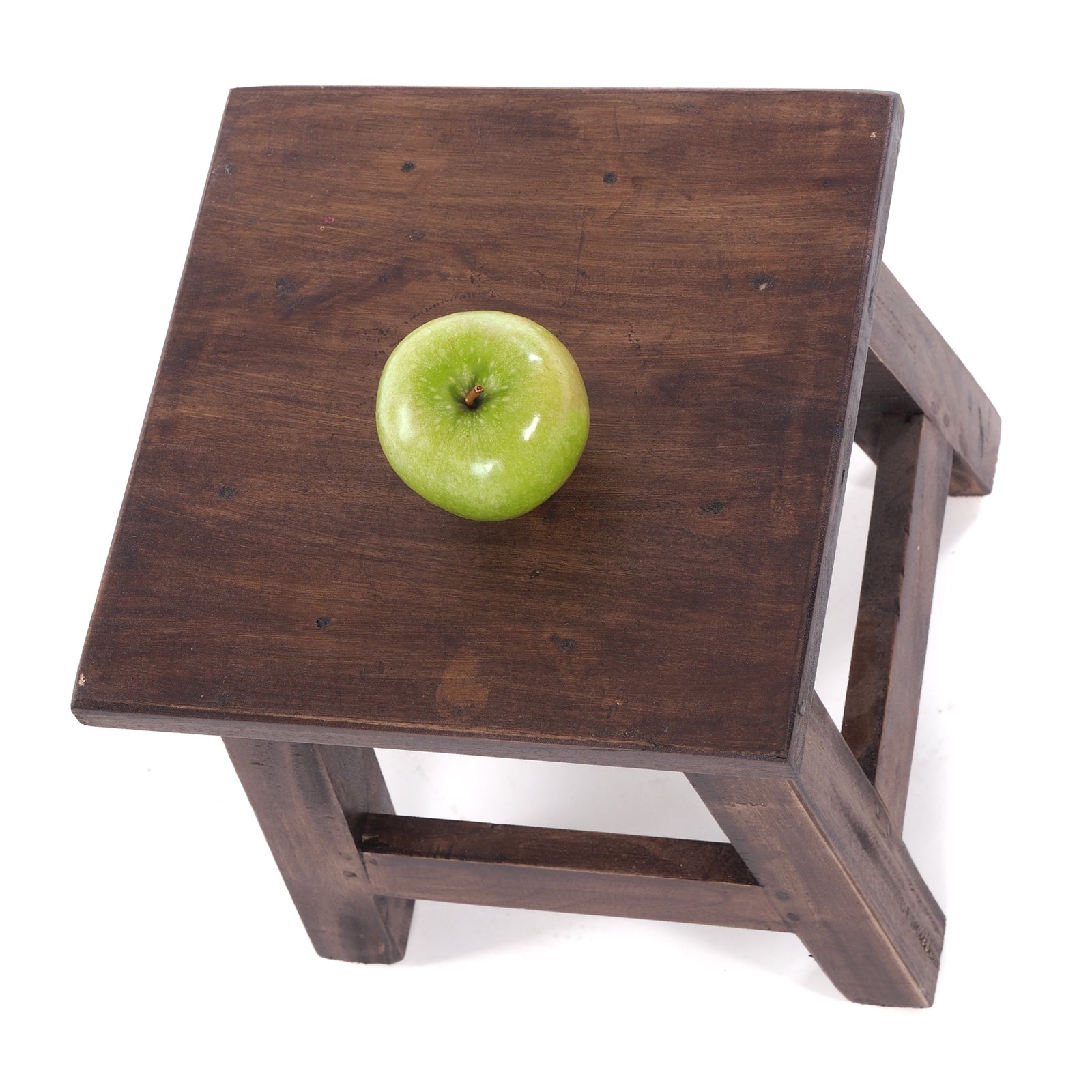 Fusshocker PALO | 27x26cm (HxB), rustikaler Holzhocker Mahagoni Hocker