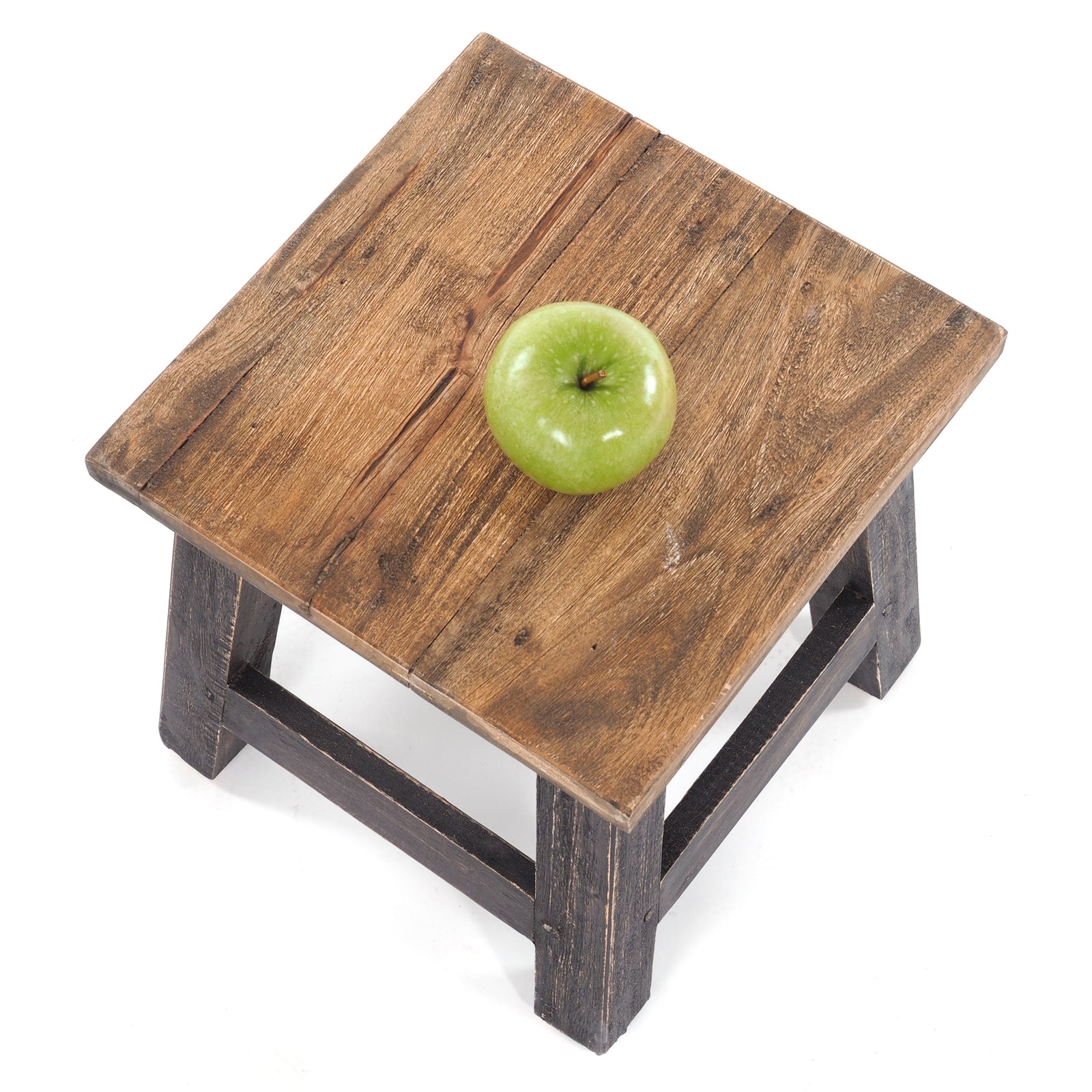 Fusshocker PALO | 27x26cm (HxB), rustikaler Holzhocker Mahagoni Hocker