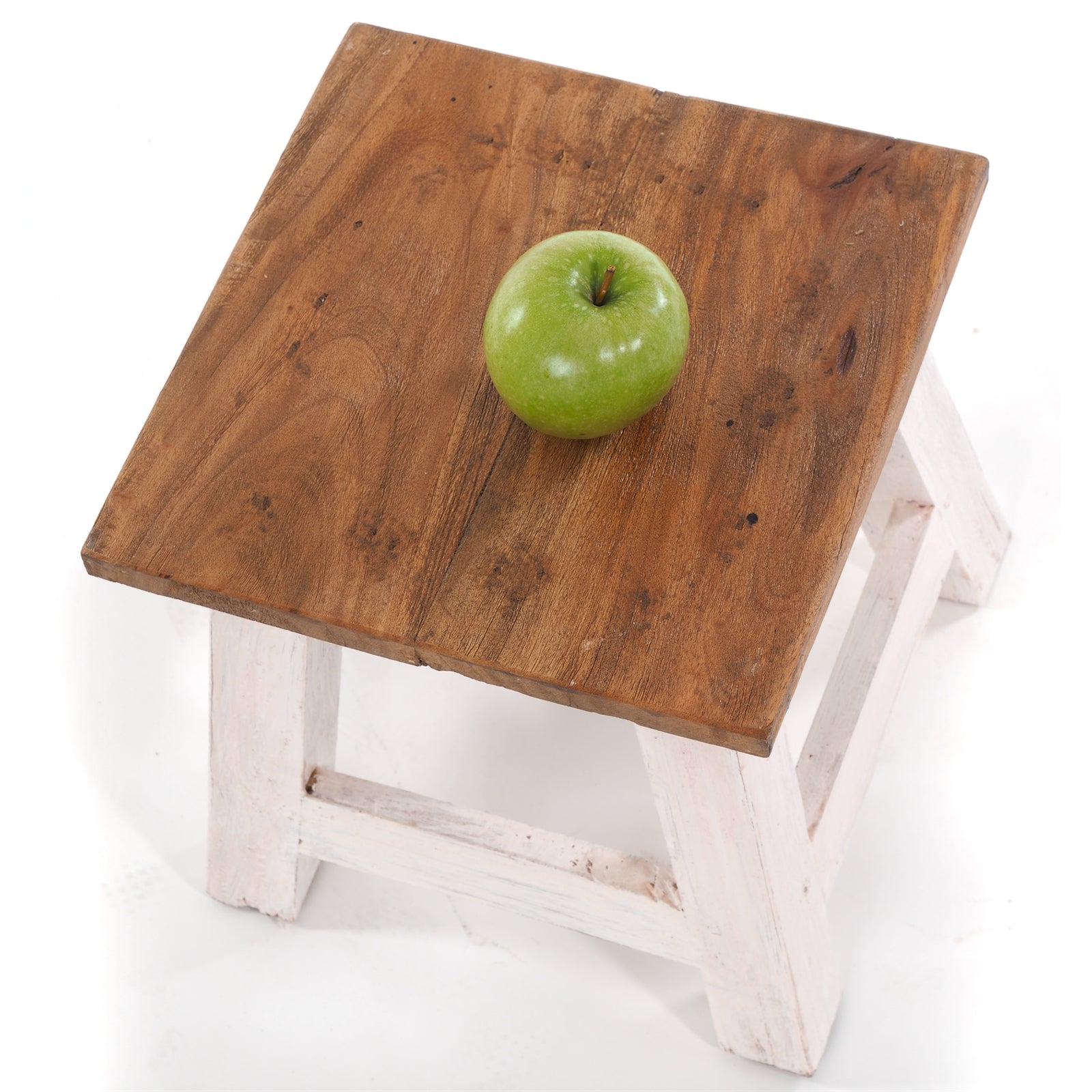 Fusshocker PALO | 27x26cm (HxB), rustikaler Holzhocker Mahagoni Hocker