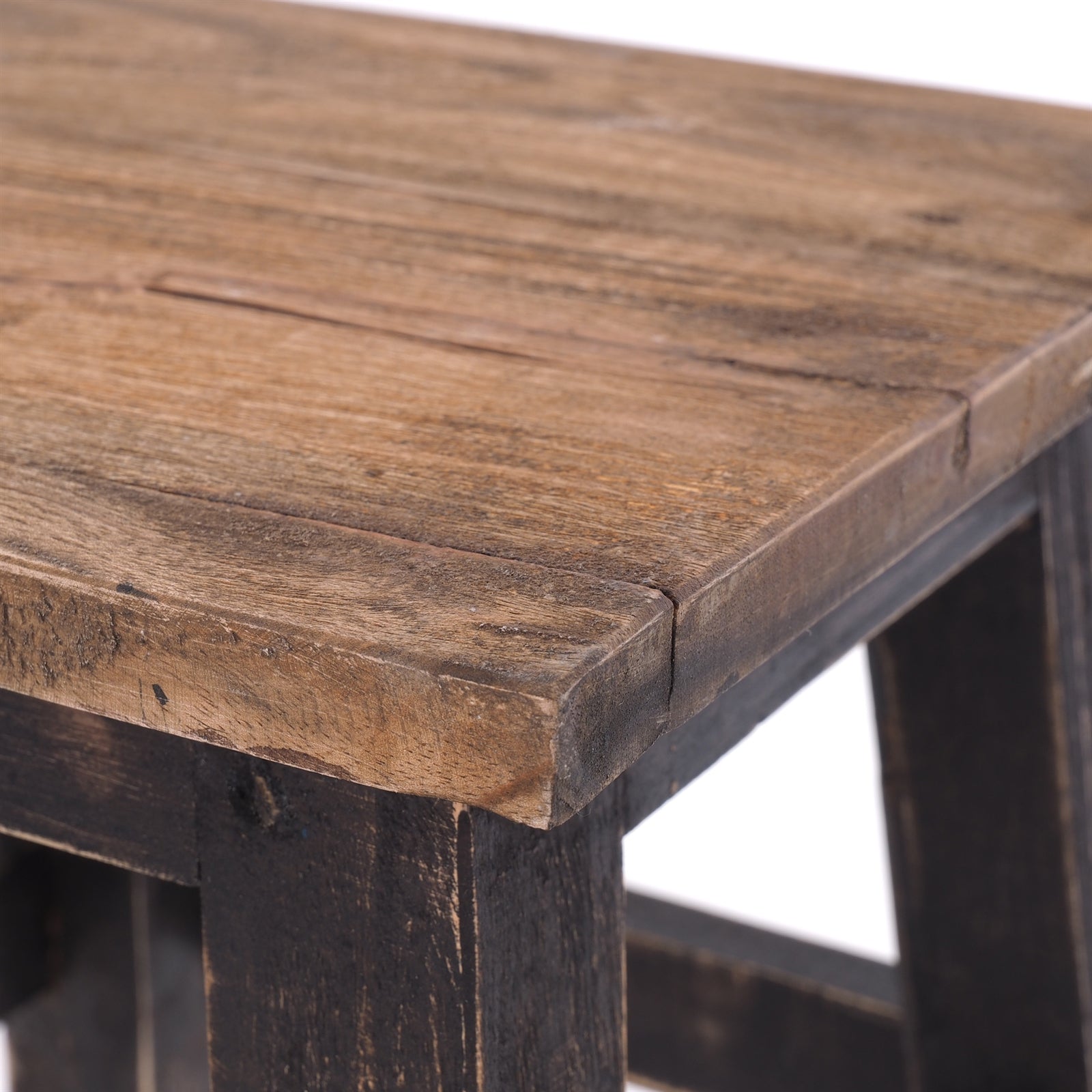 Fusshocker PALO | 27x26cm (HxB), rustikaler Holzhocker Mahagoni Hocker