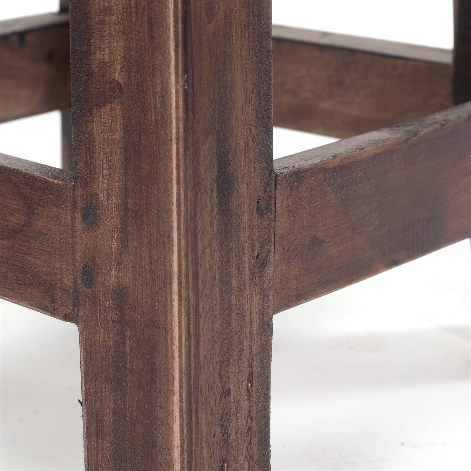 Fusshocker PALO | 27x26cm (HxB), rustikaler Holzhocker Mahagoni Hocker