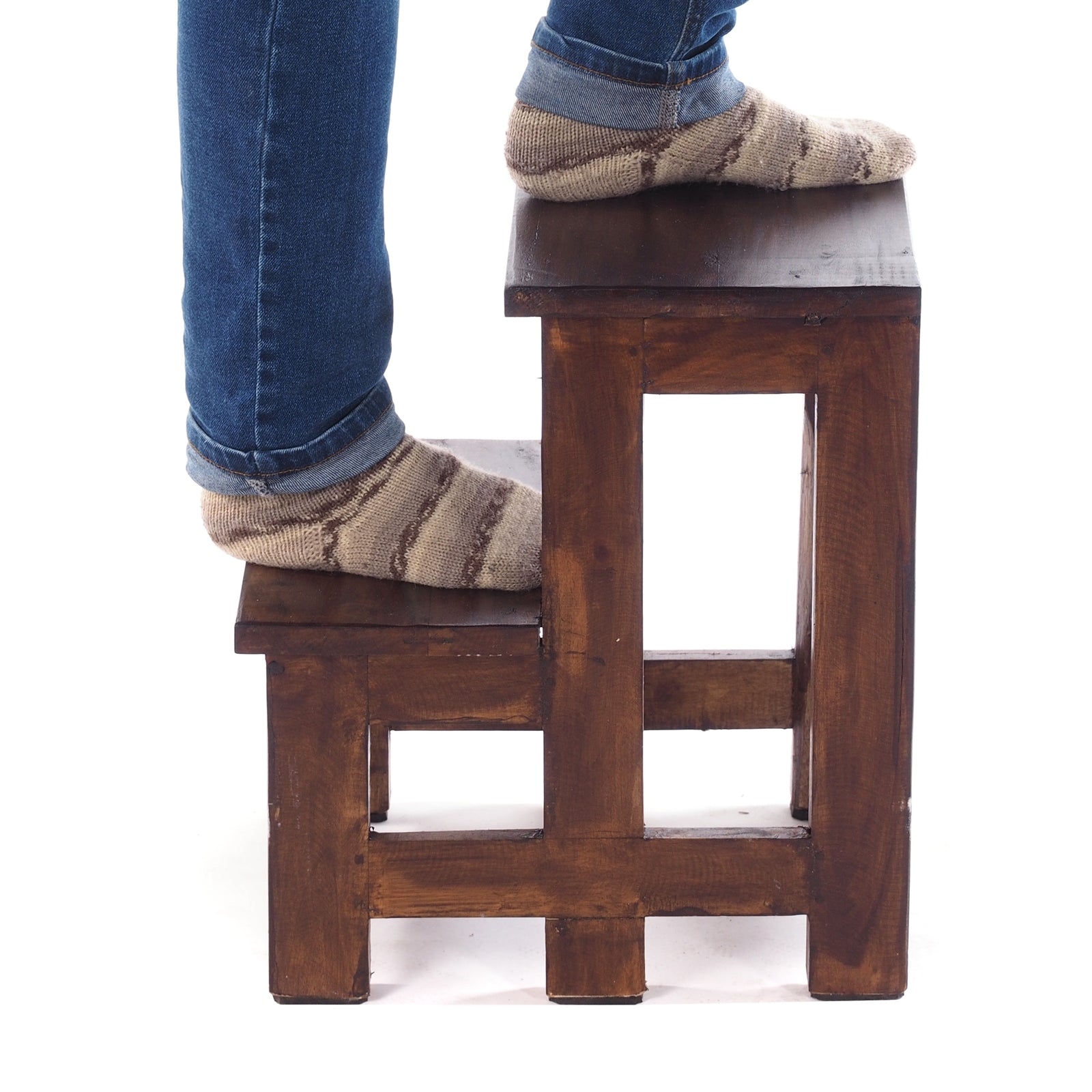 TRITTLEITER "STEP" | 46x37 cm (HxB), Altholz | Tritthocker