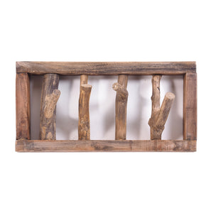 GARDEROBENLEISTE LIMB | 45x23cm(BxH) Treibholz Wandgarderobe mit Ästen