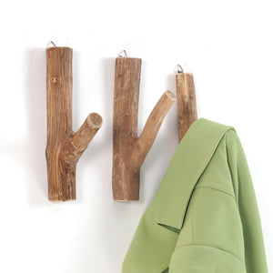 3x GARDEROBENHAKEN LIMB | 15cm(H) Kleiderhaken, Wandhaken aus Ästen