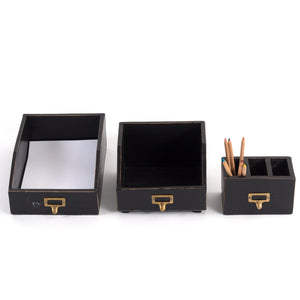 SCHREIBTISCH ORGANIZER SET "OFFICE" | 3-teilig, Mahagoni