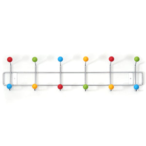 Garderobenleiste COLOUR BALL SILBER farbenfrohe Wandgarderobe 12Kugeln