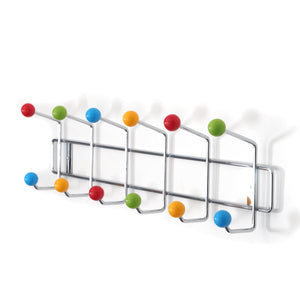 Garderobenleiste COLOUR BALL SILBER farbenfrohe Wandgarderobe 12Kugeln