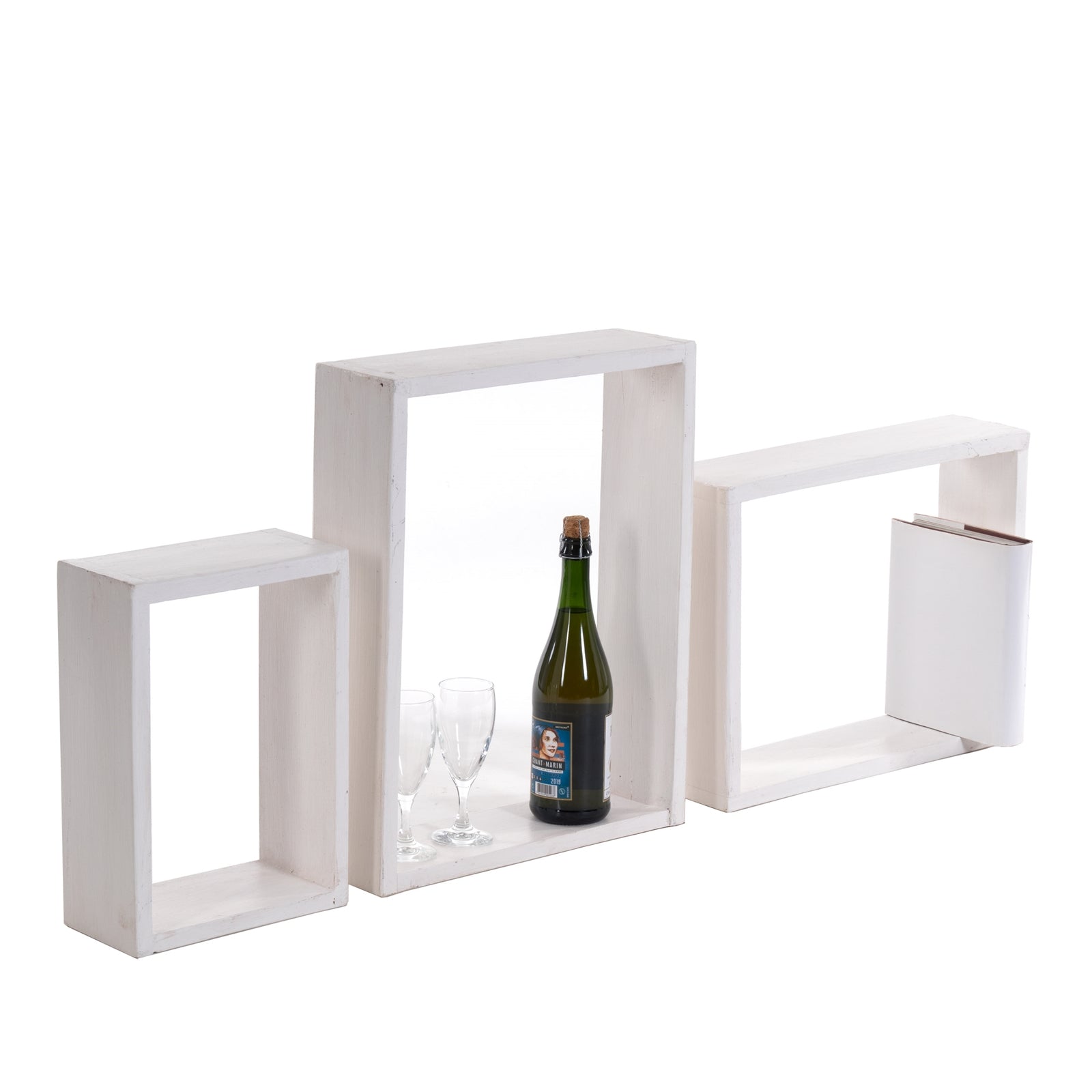 3ER SET DEKO REGALE "CUBEN" | Mahagoni, 3 Größen | Wandregale