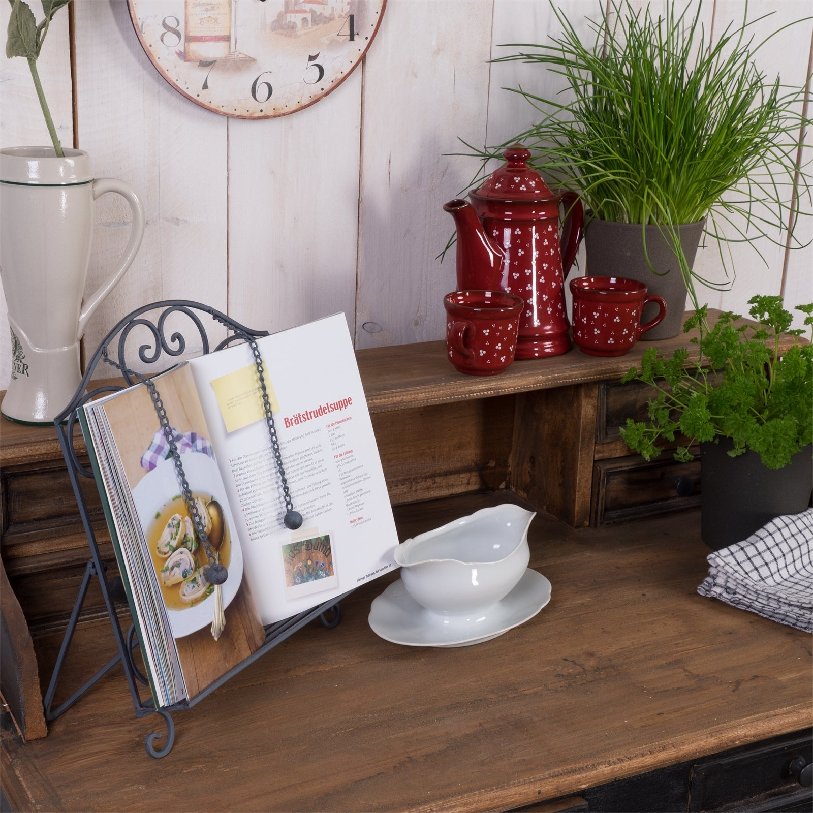 aufbewahrung kochbücher KOCHBUCH STÄNDER "CUCINA" | Eisen, 32 cm | Antike Buchstütze | Farbe: