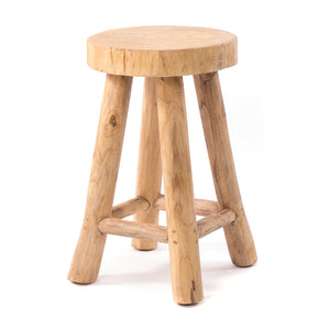 RUNDER HOCKER "PINTO" | Teak, 50x30 cm | Natur Schemel, Pflanzenhocker