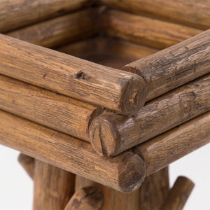 BLUMENHOCKER "TWIST" | Teak | rustikaler Holzhocker