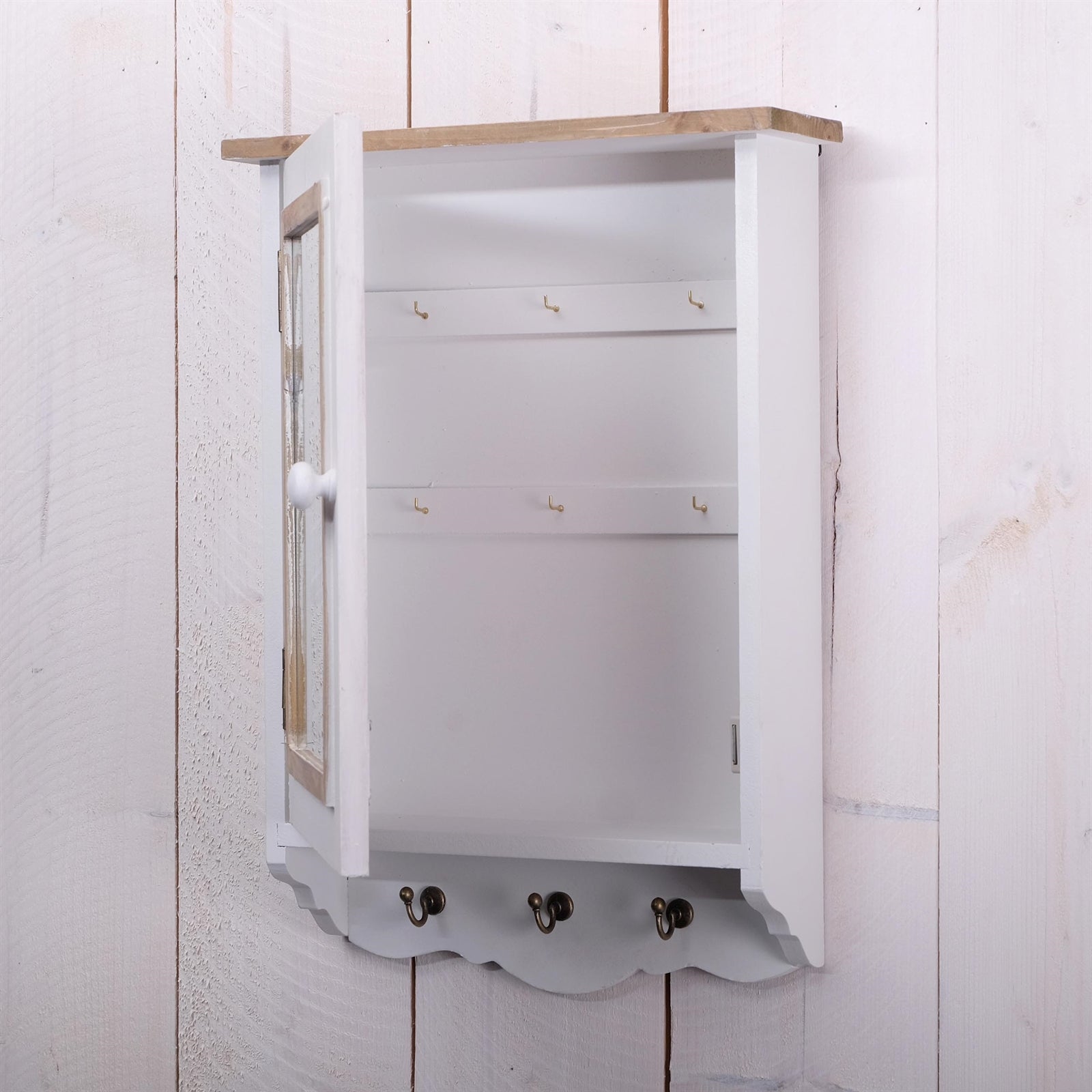 SCHLÜSSELSCHRANK "PAULA" | 48 cm, mit Spiegel | Shabby Chic