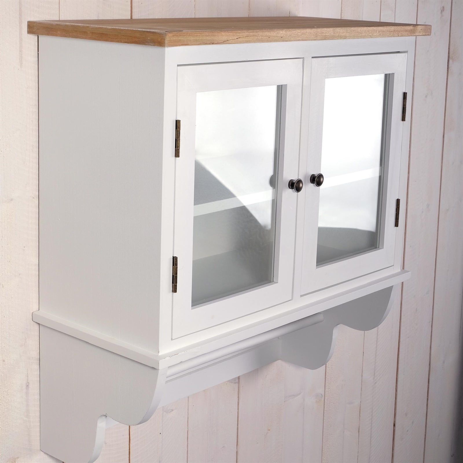 LANDHAUS WANDSCHRANK "IDA" | weiß, mit Glastür | Küchen Schrank