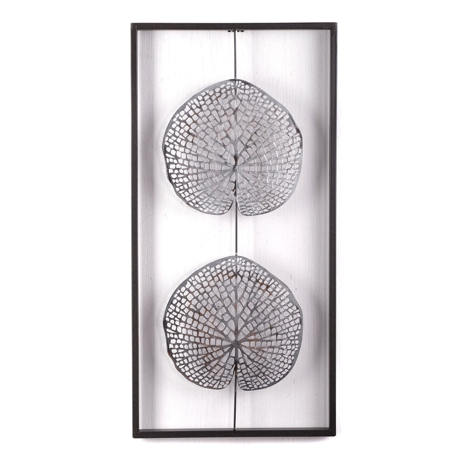 WAND DEKORATION "PURE LEAVES" | Metall, antik-silber, 61 cm | Wandbild