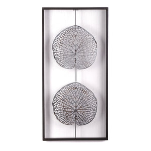 WAND DEKORATION "PURE LEAVES" | Metall, antik-silber, 61 cm | Wandbild
