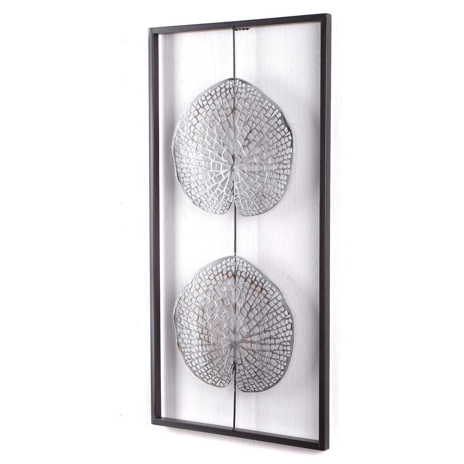 WAND DEKORATION "PURE LEAVES" | Metall, antik-silber, 61 cm | Wandbild