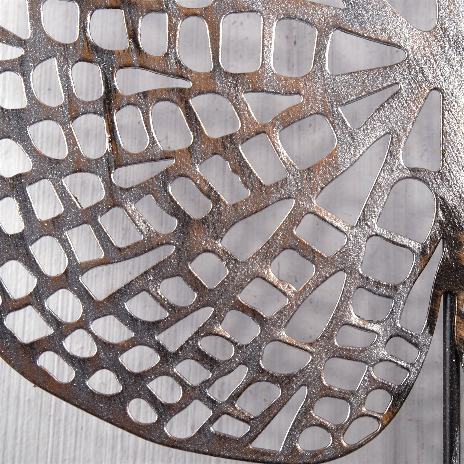 WAND DEKORATION "PURE LEAVES" | Metall, antik-silber, 61 cm | Wandbild