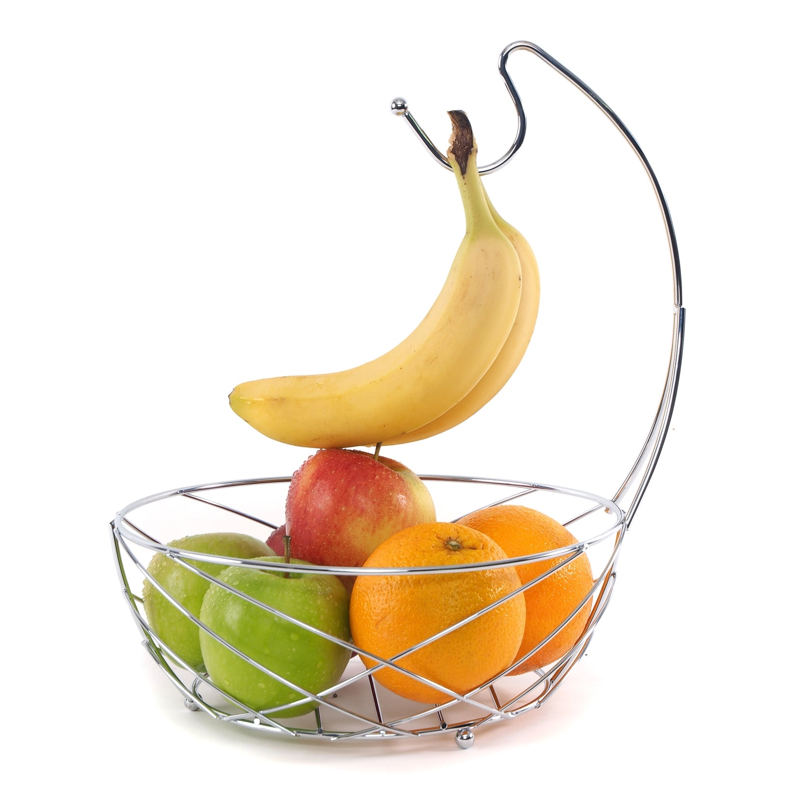 METALL OBSTKORB "FRESH" | Ø 25 cm, mit Bananenhaken | Früchtekorb